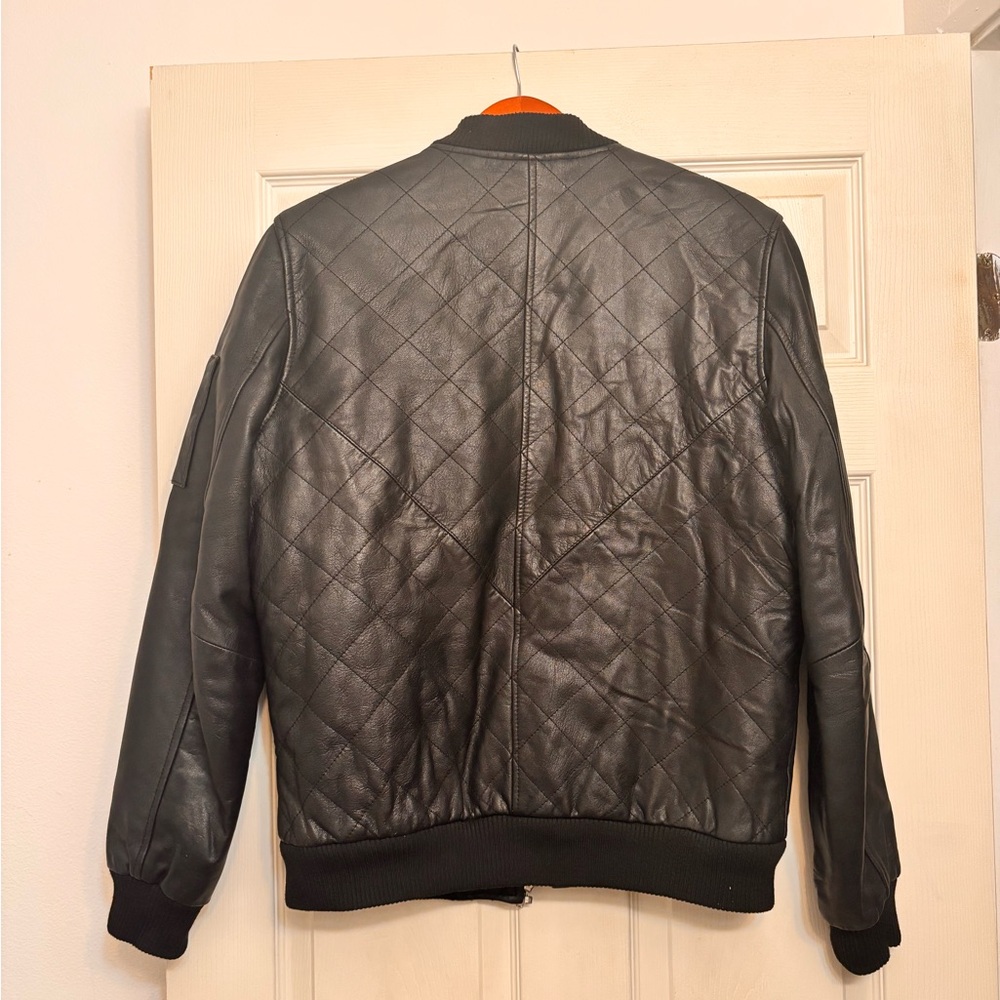 ASOS: Black Quilted Leather Jacket - Picture 3 of 5